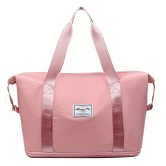 Patch Detail Zipper Duffel Bag Travel Storage Carry On Weekender Overnight Bag