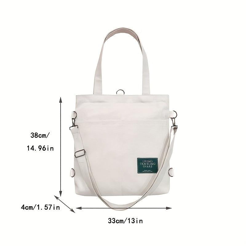 Casual Large Capacity Shoulder Bag Solid Canvas Storage Bag Women's School Bag