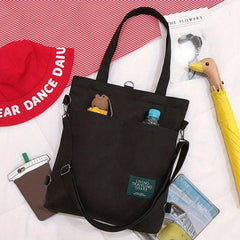 Casual Large Capacity Shoulder Bag Solid Canvas Storage Bag Women's School Bag