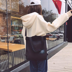 Casual Large Capacity Shoulder Bag Solid Canvas Storage Bag Women's School Bag