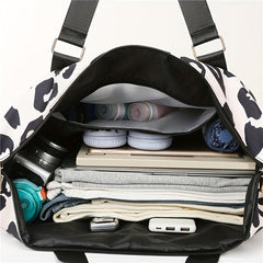 Leopard Print Duffle Crossbody Bag Large Capacity Gym Yoga Bag