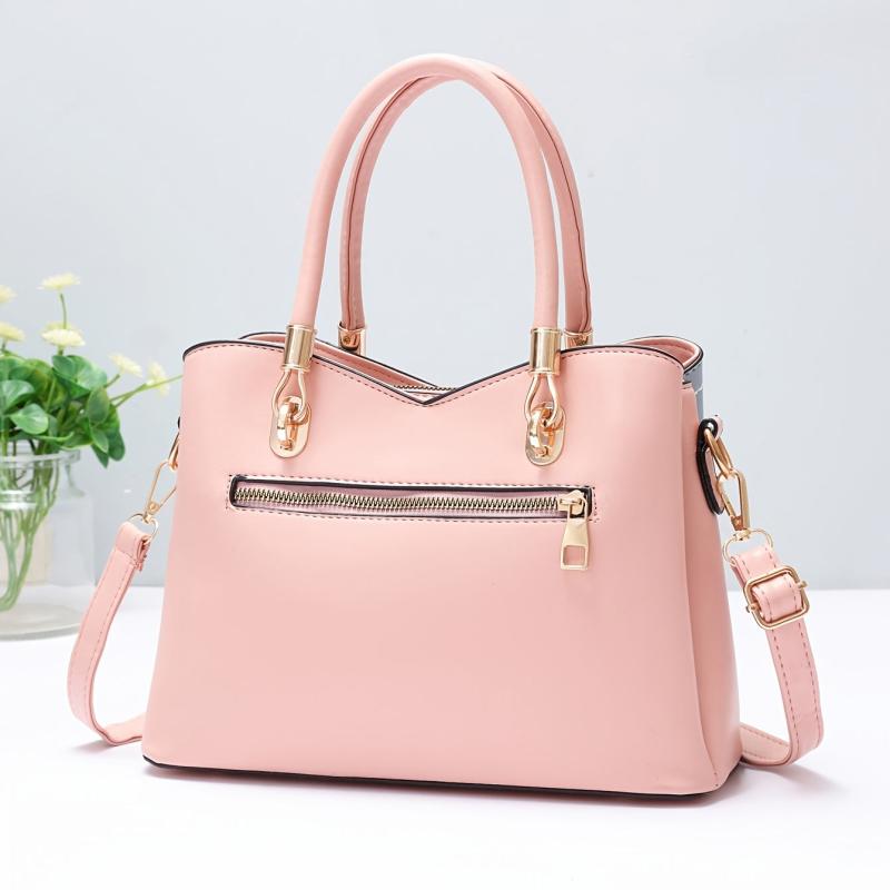 Colorblock Crossbody Bag Two Tone Office Work Purse w/ Charm