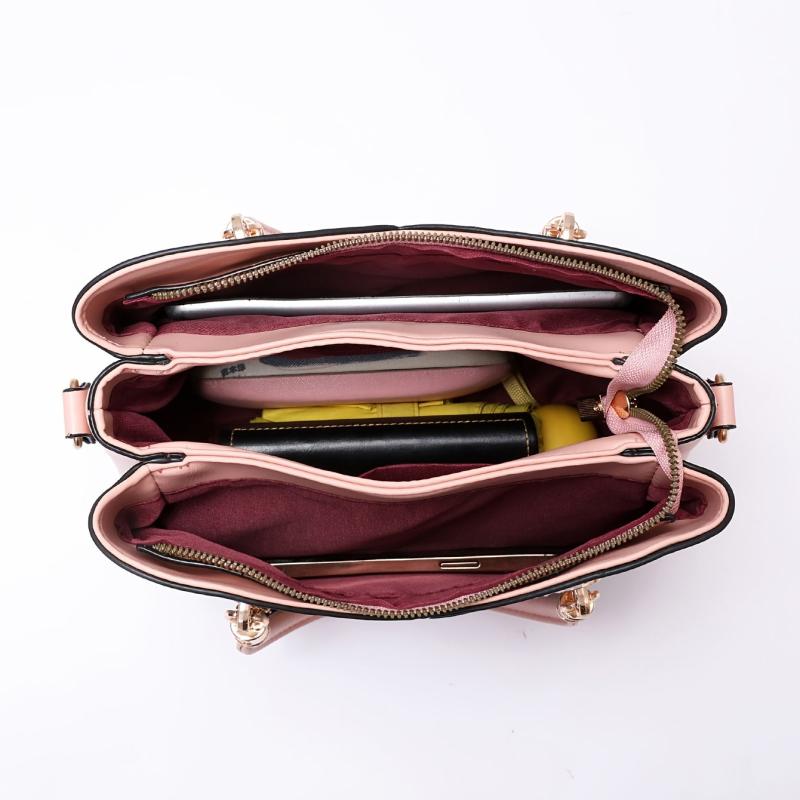 Colorblock Crossbody Bag Two Tone Office Work Purse w/ Charm