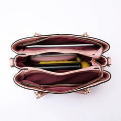 Colorblock Crossbody Bag Two Tone Office Work Purse w/ Charm