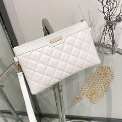 Quilted Detail Clutch Crossbody Shoulder Bag Zipper Bag
