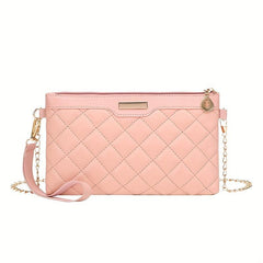 Quilted Detail Clutch Crossbody Shoulder Bag Zipper Bag