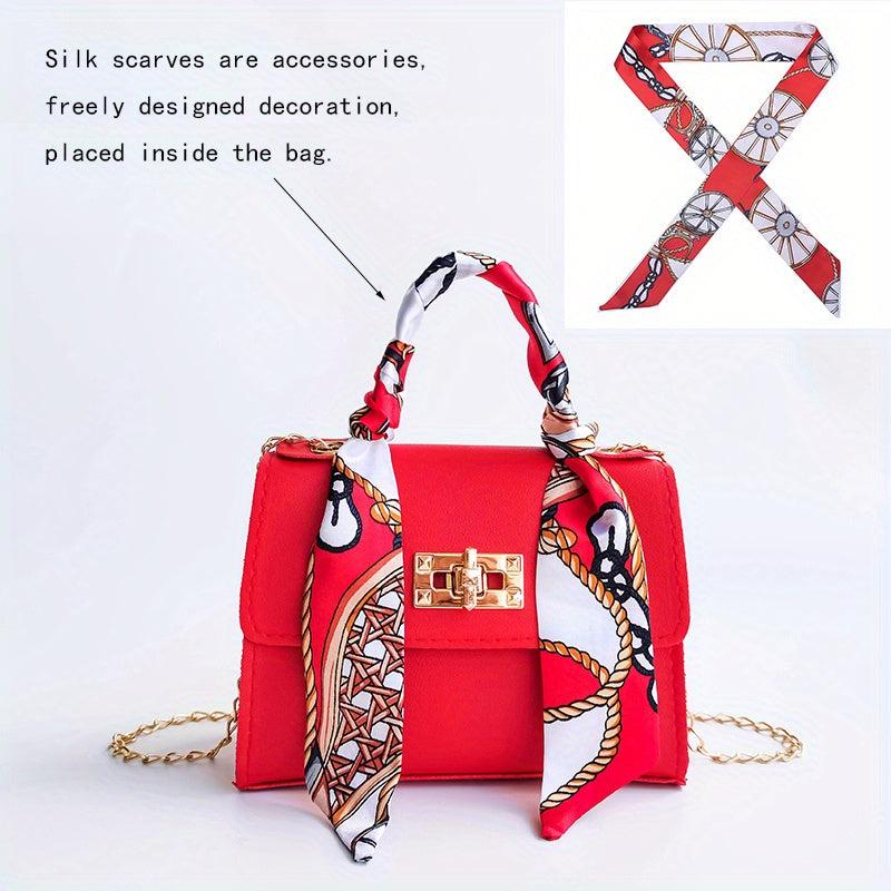 Mini Solid Silk Scarf Crossbody Bag Women's Versatile Purse & Pouch