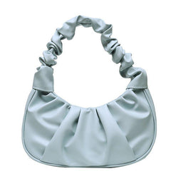 Ruched Underarm Bag Solid Shoulder Bag Women's PU Leather Top Handle Purse