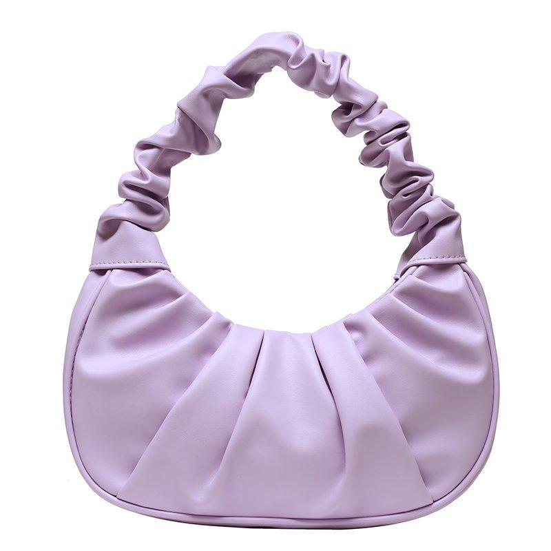 Ruched Underarm Bag Solid Shoulder Bag Women's PU Leather Top Handle Purse