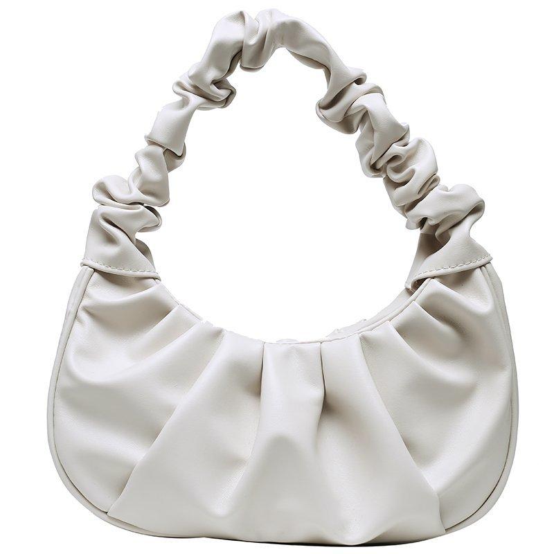 Ruched Underarm Bag Solid Shoulder Bag Women's PU Leather Top Handle Purse