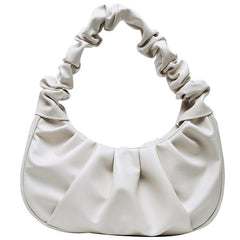 Ruched Underarm Bag Solid Shoulder Bag Women's PU Leather Top Handle Purse