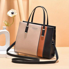 Colorblock Square Satchel Bag Letter Graphic Handbag
