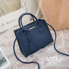 Litchi Embossed Mini Durable Shoulder Bag Portable Double Handle Tote Handbag