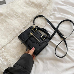 Mini Zipper Crossbody Bag Faux Leather Purse with Adjustable Strap