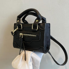 Mini Zipper Crossbody Bag Faux Leather Purse with Adjustable Strap