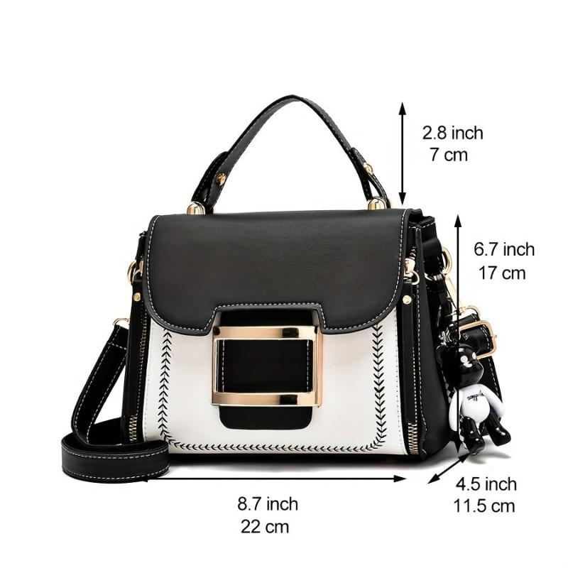 Casual PU Leather Purse Top Handle Flap Shoulder Bag