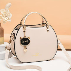 Letter Graphic Round Handbags Cat Decor Crossbody Bag Women's Top Ring Purses