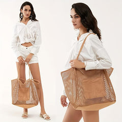Large Capacity Mesh Tote Bag Foldable Beach Handbag