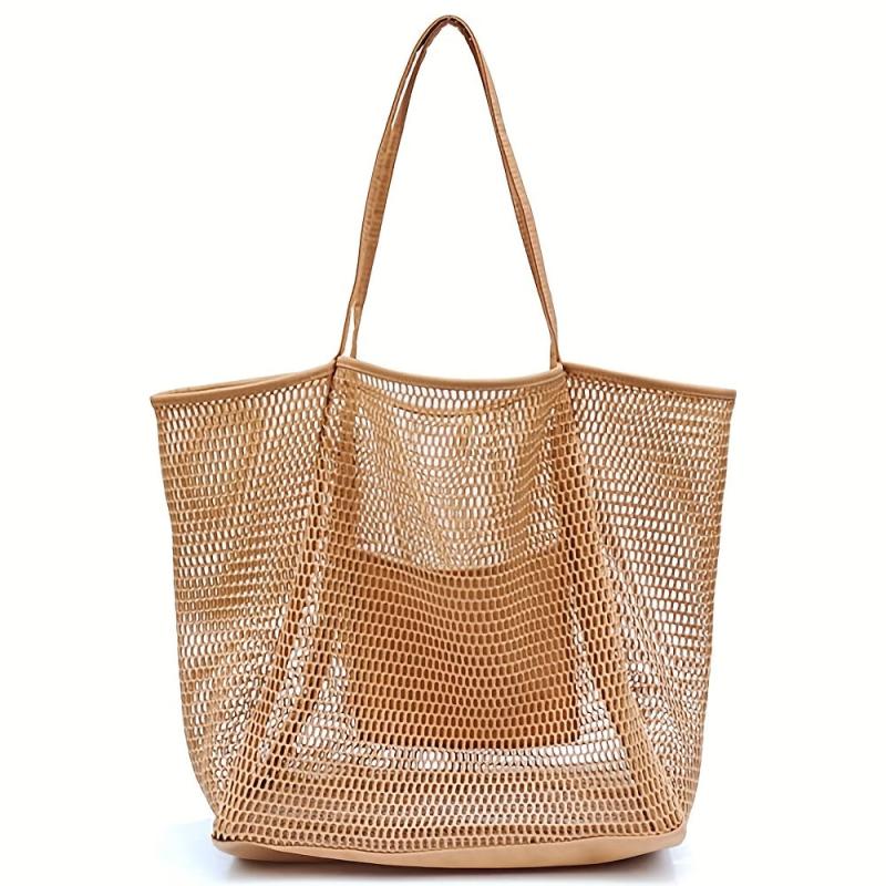 Large Capacity Mesh Tote Bag Foldable Beach Handbag