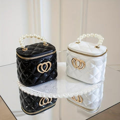 Mini Heart Decor Handbag Argyle Pattern Square Purse Chain Crossbody Bag