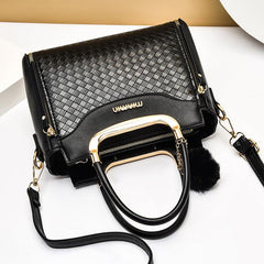 Geometric Embossed Satchel Bag Plush Ball Hand Bag