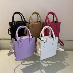 Stylish PU Leather Tote Bag Top Handle Crossbody Purse