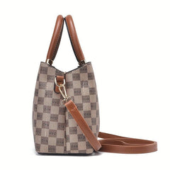 Plaid Crossbody Top Handle Tote Bag Retro Style
