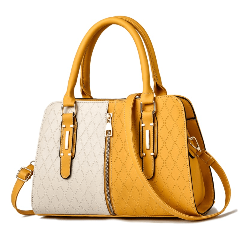 Large Capacity Contrast Crossbody Bag Satchel PU Leather Shoulder Bag