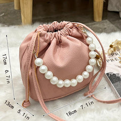 Minimalist Soldi Bucket Bag Drawstring Shoulder Bag With Beaded Strap