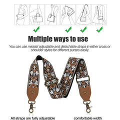 Ethnic Embroidery Wide Purse Straps For Women Replacement Shoulder Bag Strap