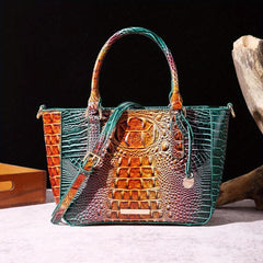 Crocodile Print Hand Bag Leather Satchel Purse