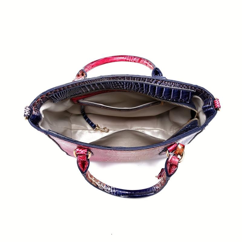 Crocodile Print Hand Bag Leather Satchel Purse