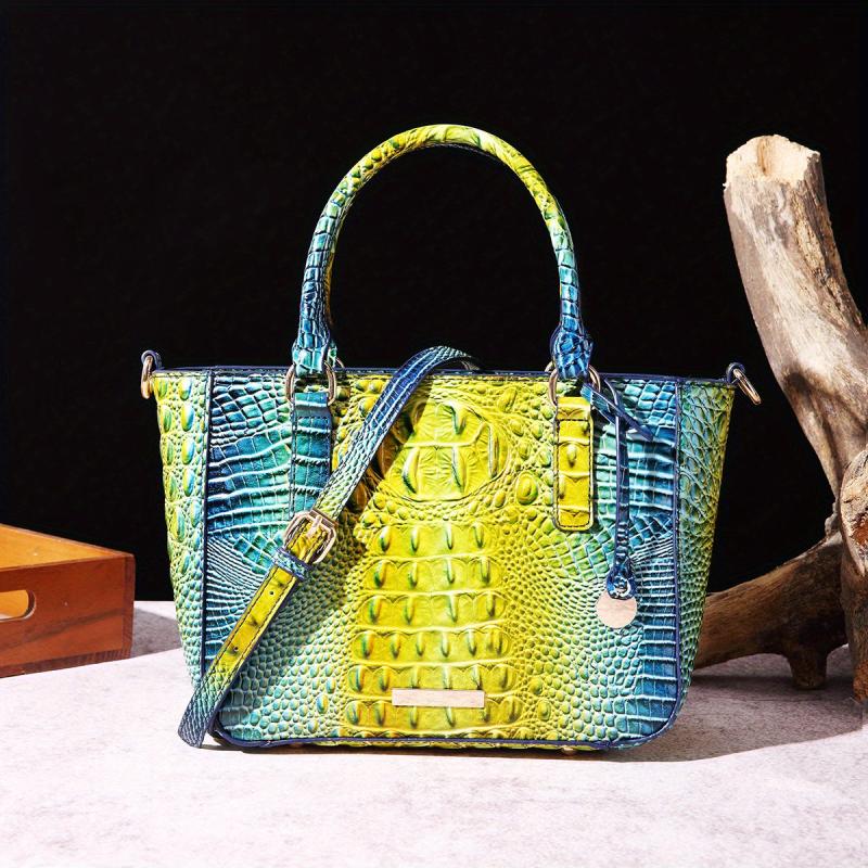 Crocodile Print Hand Bag Leather Satchel Purse