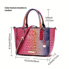 Crocodile Print Hand Bag Leather Satchel Purse
