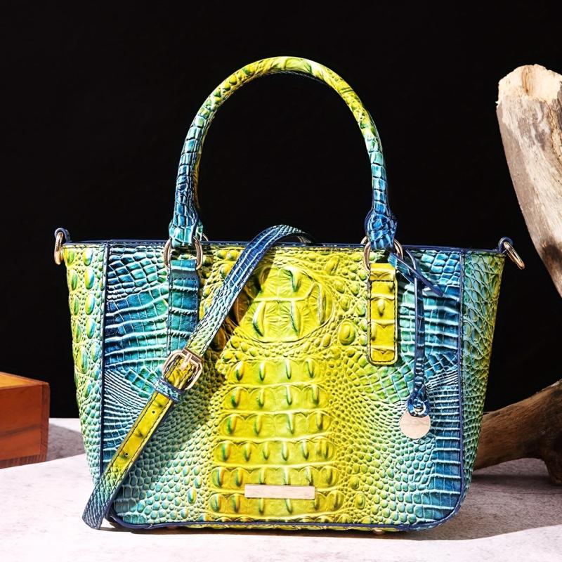 Crocodile Print Hand Bag Leather Satchel Purse