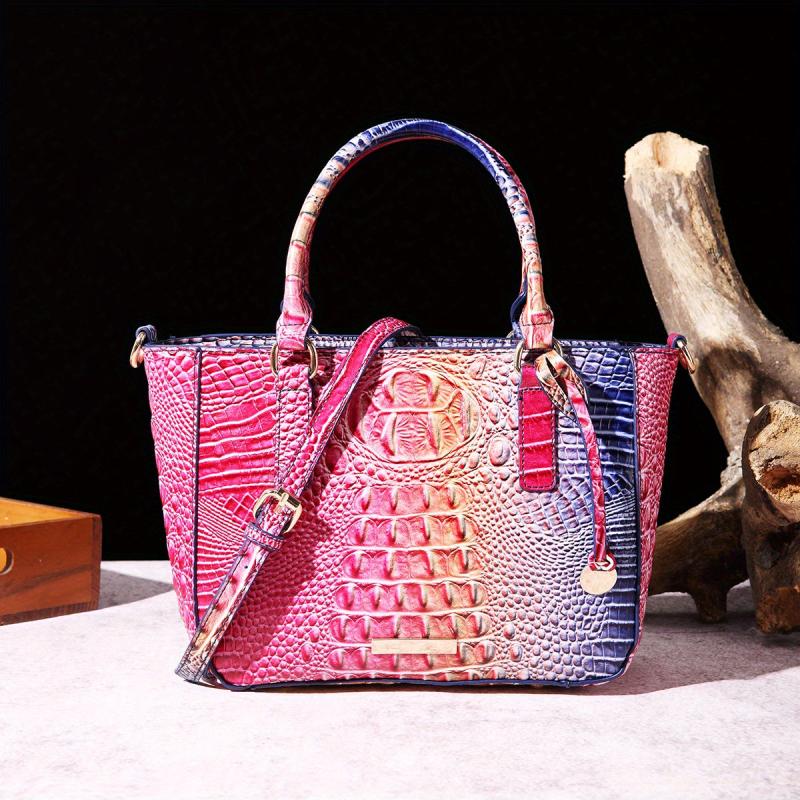 Crocodile Print Hand Bag Leather Satchel Purse