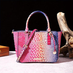 Crocodile Print Hand Bag Leather Satchel Purse