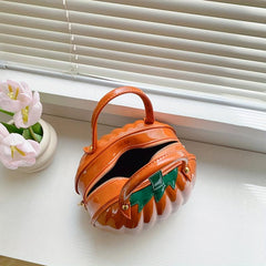 Pumpkin Shaped Satchel Novelty Crossbody Bag Halloween Candy Bag