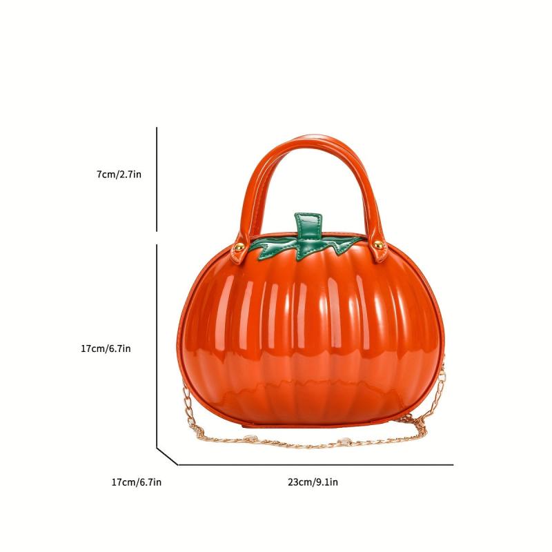 Pumpkin Shaped Satchel Novelty Crossbody Bag Halloween Candy Bag