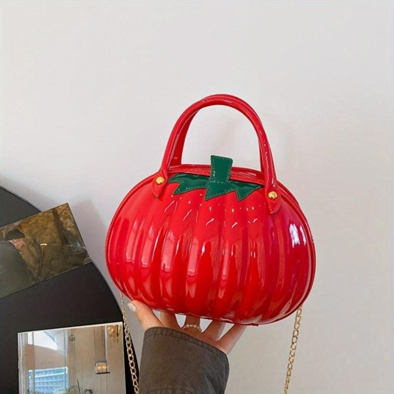 Pumpkin Shaped Satchel Novelty Crossbody Bag Halloween Candy Bag
