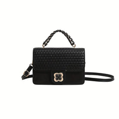 Square Crossbody Satchel Bag PU Leather Textured Classic Shoulder Bag