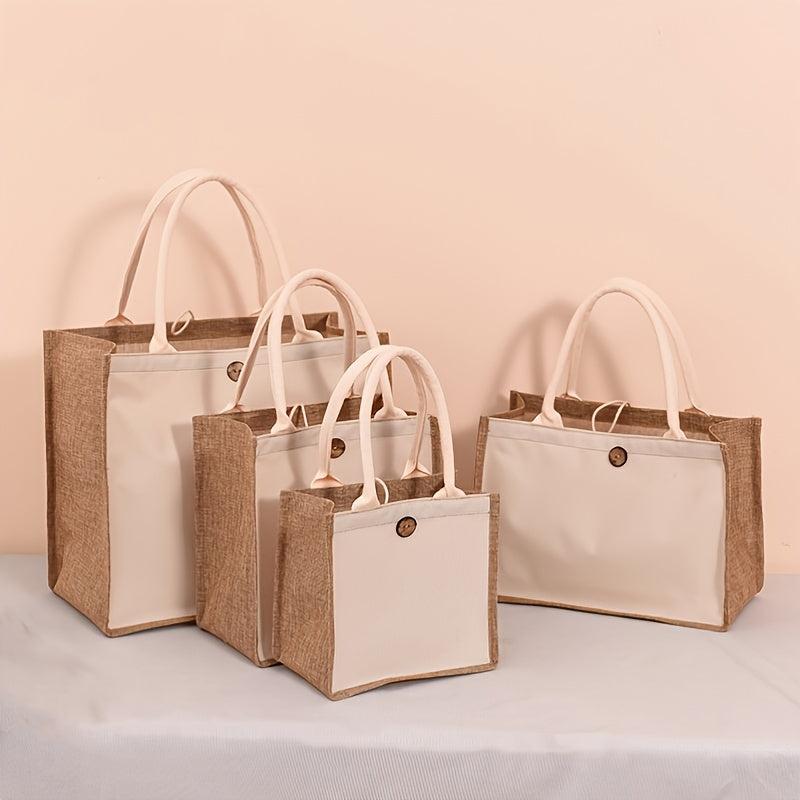 Linen Handbag Solid Gift Bag Versatile Shopping Bag
