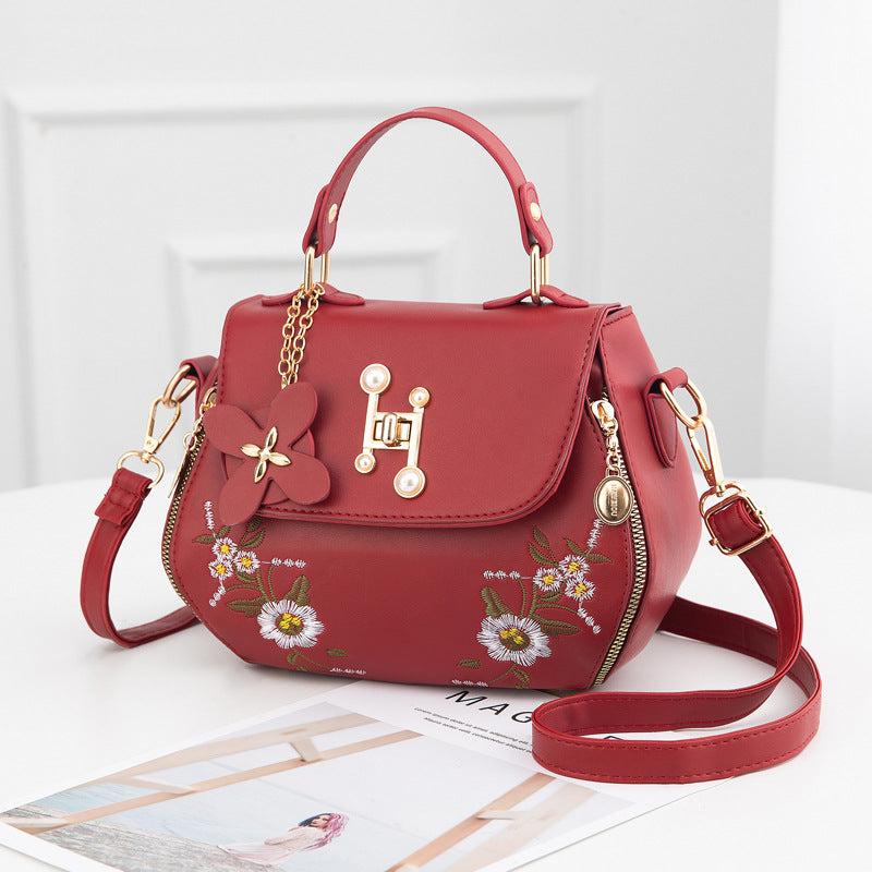 Flower Embroidery Crossbody Bag Flap Purse For Women