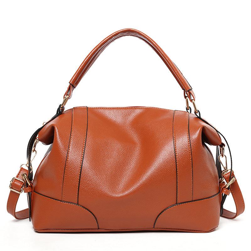 Litchi Pattern Satchel Bag Women's Solid Handbag