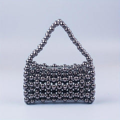 Mini Beaded Square Handbag Hollow Out Clutch Bag Women's Versatile Purse