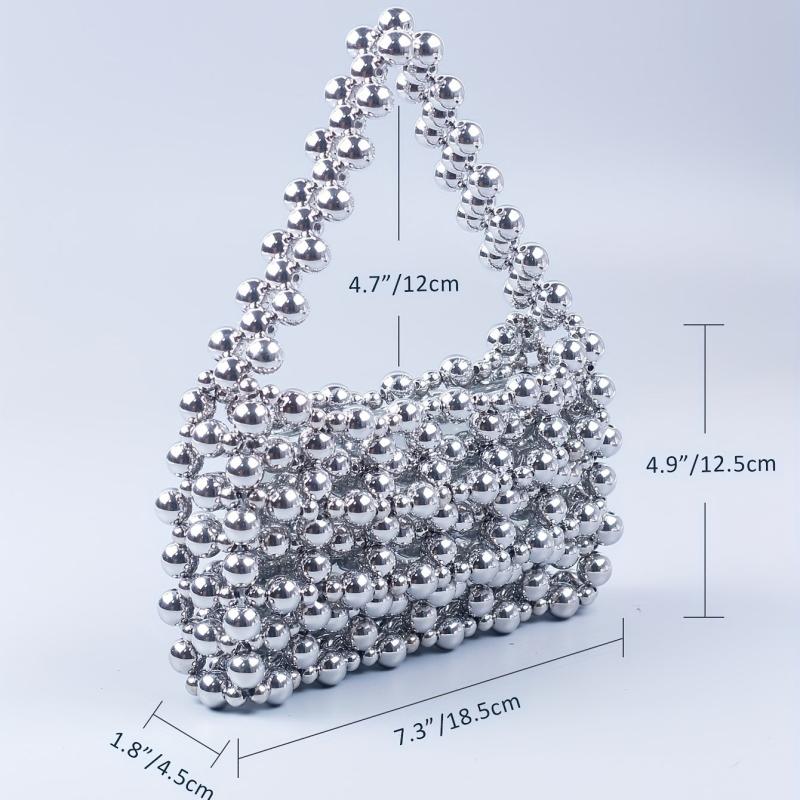 Mini Beaded Square Handbag Hollow Out Clutch Bag Women's Versatile Purse