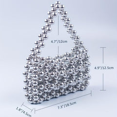 Mini Beaded Square Handbag Hollow Out Clutch Bag Women's Versatile Purse