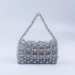 Mini Beaded Square Handbag Hollow Out Clutch Bag Women's Versatile Purse
