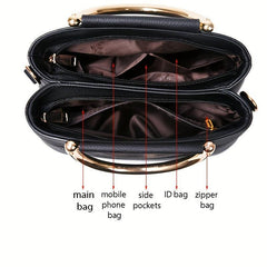 Floral Embroidered Rhinestone Crossbody Bag Top Handle Handbag
