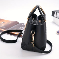 Floral Embroidered Rhinestone Crossbody Bag Top Handle Handbag